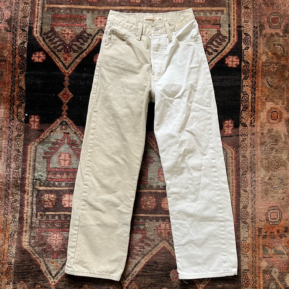 Levi's Ribcage 25 Straight Ankle Two Tone High Rise Jeans